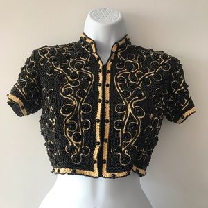 Hand embroider crop top.